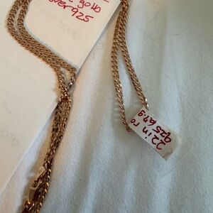 Rose Gold Chain Necklace 22 inch real gold over 925 sterling 6.7 grams